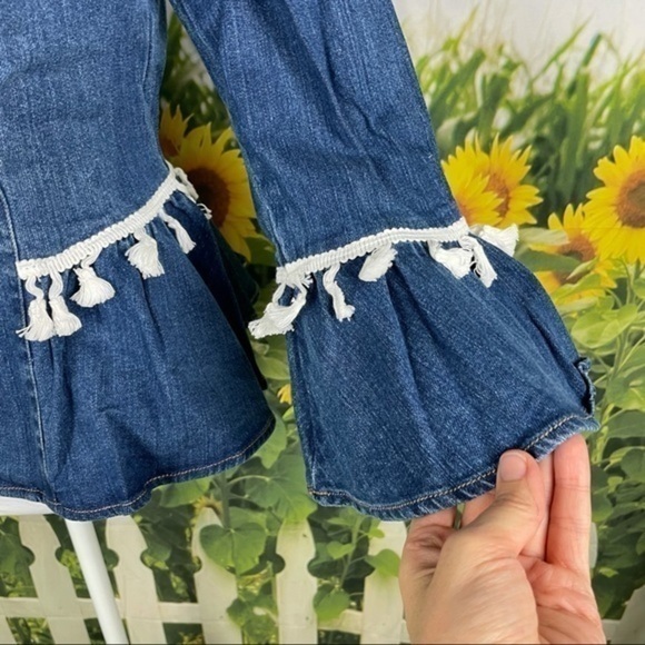 LIVE A LITTLE New Indigo Ruffle-Hem Denim Jacket M - Picture 10 of 12